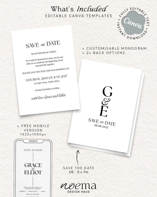 Timeless Wedding Save The Date