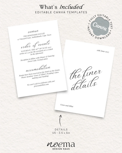 Classic Wedding Details Card