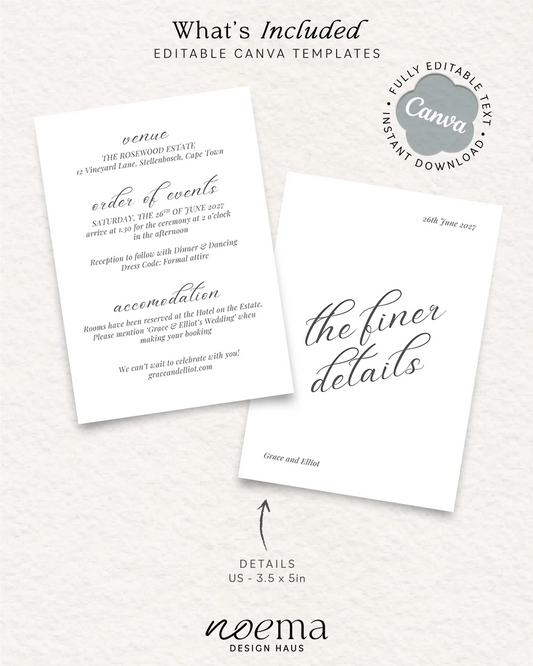 Classic Wedding Details Card