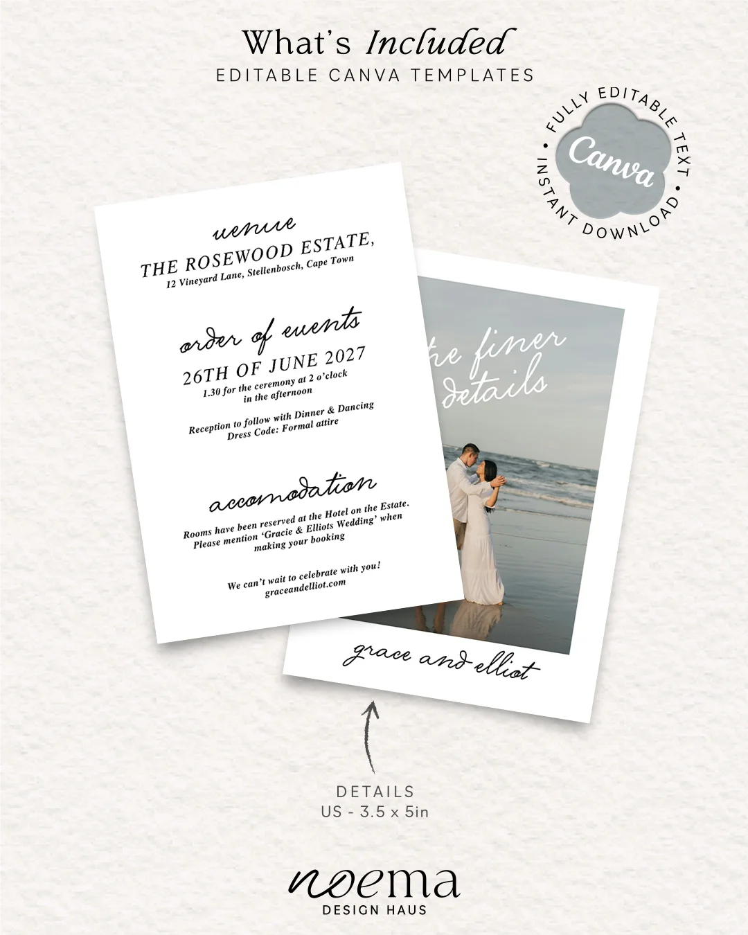 Polaroid Wedding Details