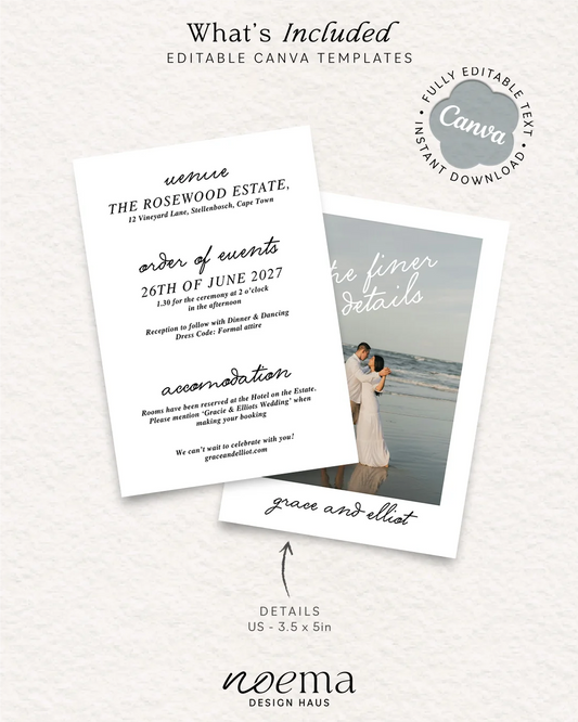 Polaroid Wedding Details